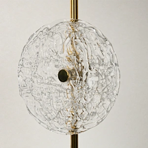 Simple design round handmade art glass fabric lampshade bedside table lamp for living room bedroom