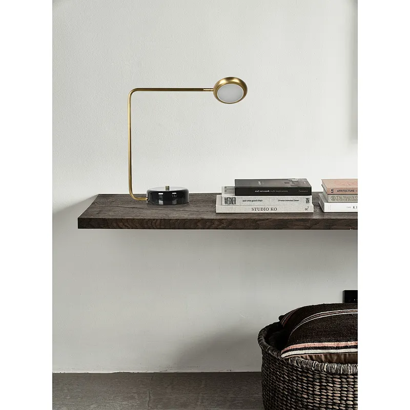 LED concise black marble base reading desk light table lamp