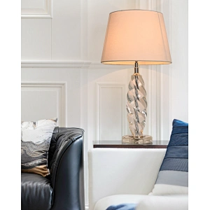 Modern style handmade twisted crystal glass bedside table lamp with fabric lampshade for living room bedroom