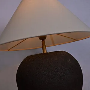Wabi-Sabi Style Handmade Pottery Black Iron Retro Table Lamp Ceramic Table Lamp For Living Room