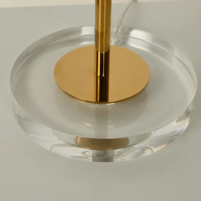 Simple design round handmade art glass fabric lampshade bedside table lamp for living room bedroom