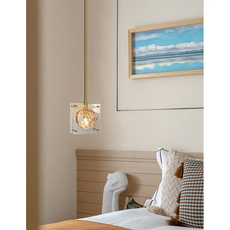 Honeycomb crystal glass ball pendant light for bedside dining room