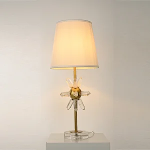 Modern style sunlight natural crystal fabric lampshade bedside table lamp for living room bedroom