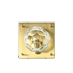 Honeycomb crystal glass ball antique brass finish sconce wall lamp for bedroom living room