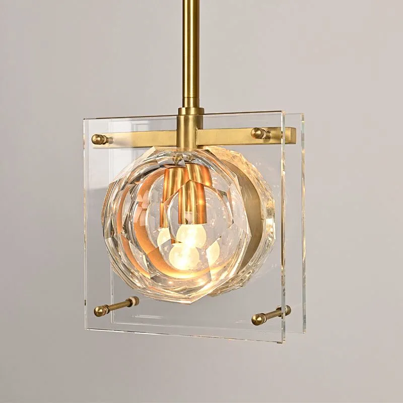 Honeycomb crystal glass ball pendant light for bedside dining room