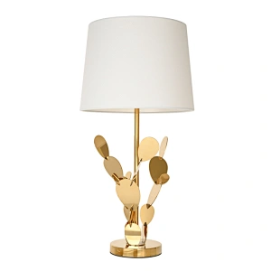 Modern style cactus stainless steel fabric lampshade bedside table lamp for living room bedroom