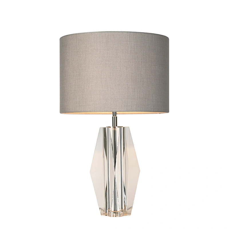 Modern Prismatic Geometric solid crystal glass fabric shade table lamp for living room bedroom