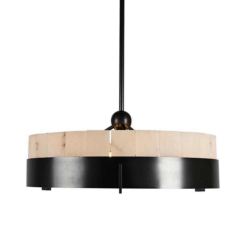 Simple luxury circular slice alabaster restaurant pendant light
