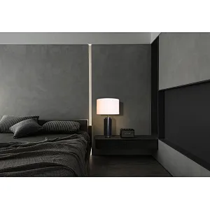 Unique design antique bronze finish natural travertine stone desk table lamp with fabric lampshade for living room bedroom