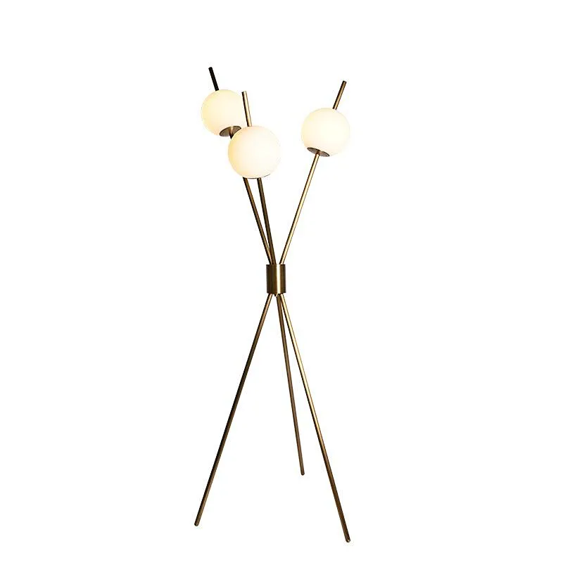 Modern style brass finish fruited melons milky glass ball floor lamp for living room bedroom