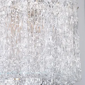 Stylish minimalist rectangular tiered handmade art glass pendant chandelier for restaurant