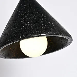 Cone natural black travertine stone restaurant pendant light