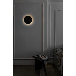 Solar eclipse natural black travertine stone wall light