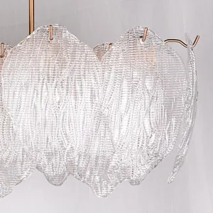 Mulberry leaves shape textured steel glass pendent chandelier light for restaurant