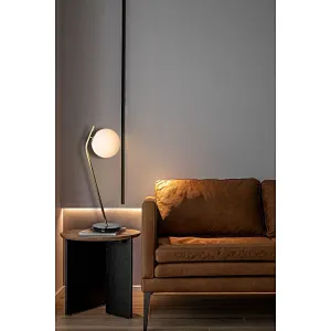 Modern style dimmable brass finish fruited melon milky glass ball table lamp