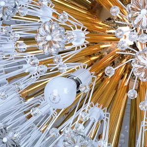 Modern dandelion crystal glass gold spherical pendant chandelier for restaurant