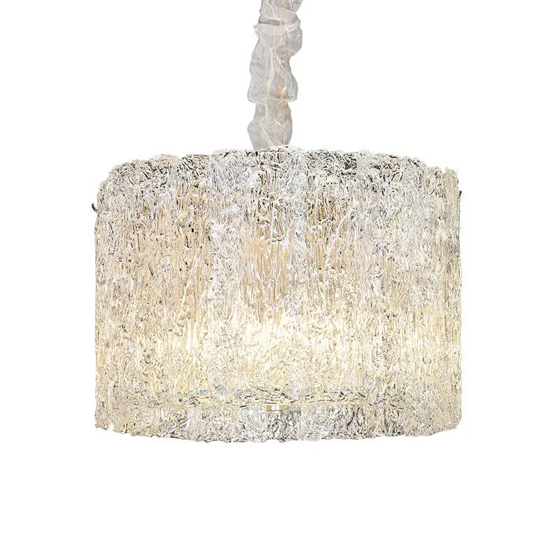 Stylish minimalist rectangular tiered handmade art glass pendant chandelier for restaurant