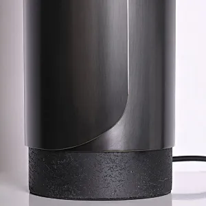 Unique design antique bronze finish natural travertine stone desk table lamp with fabric lampshade for living room bedroom