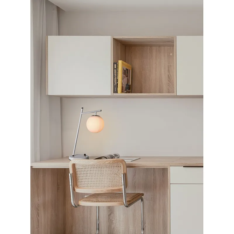 Modern style dimmable white finish hanging melon milky glass ball table lamp