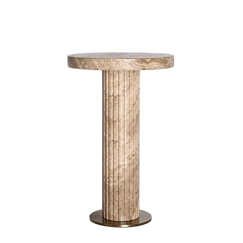 FRP column natural travertine stone LED bedside table light