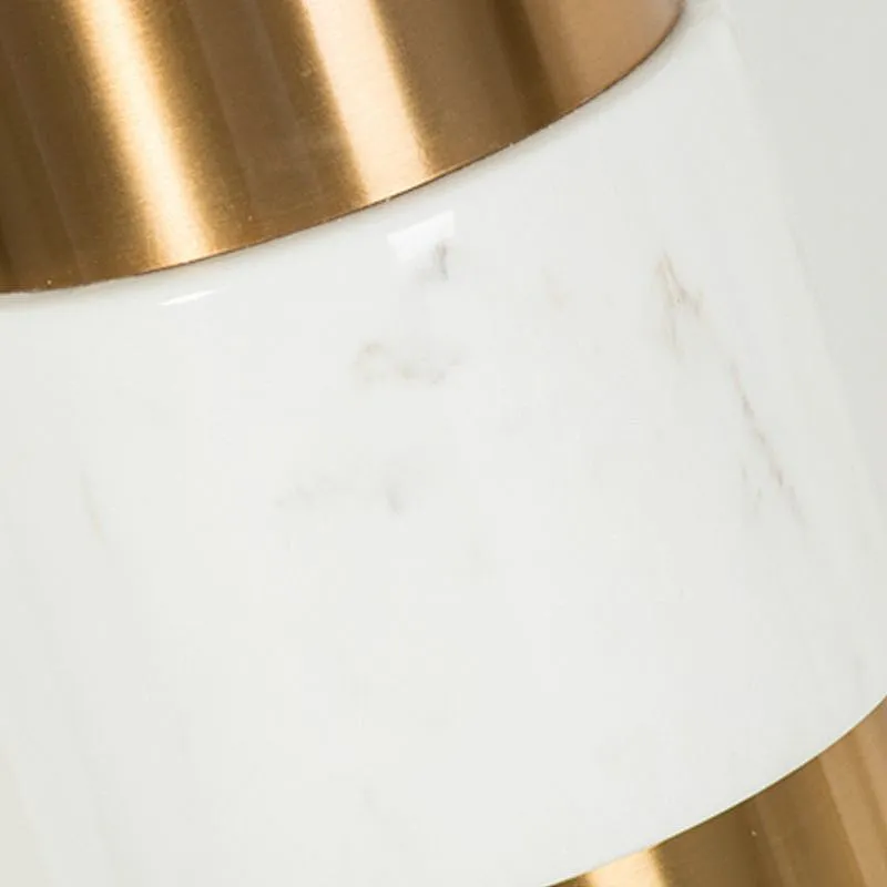Tabletop white marble gold steel cylinder vase home décor