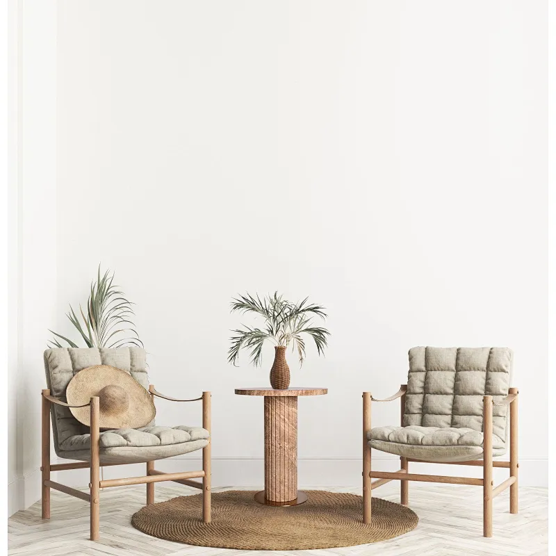 FRP column natural travertine stone corner table