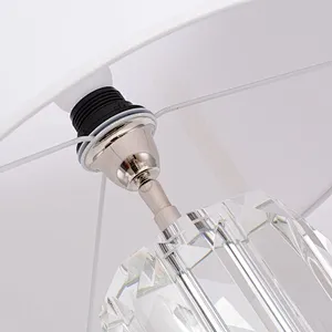 Clear column crystal glass desk table lamp with fabric shade table lamp for livingroom bedroom