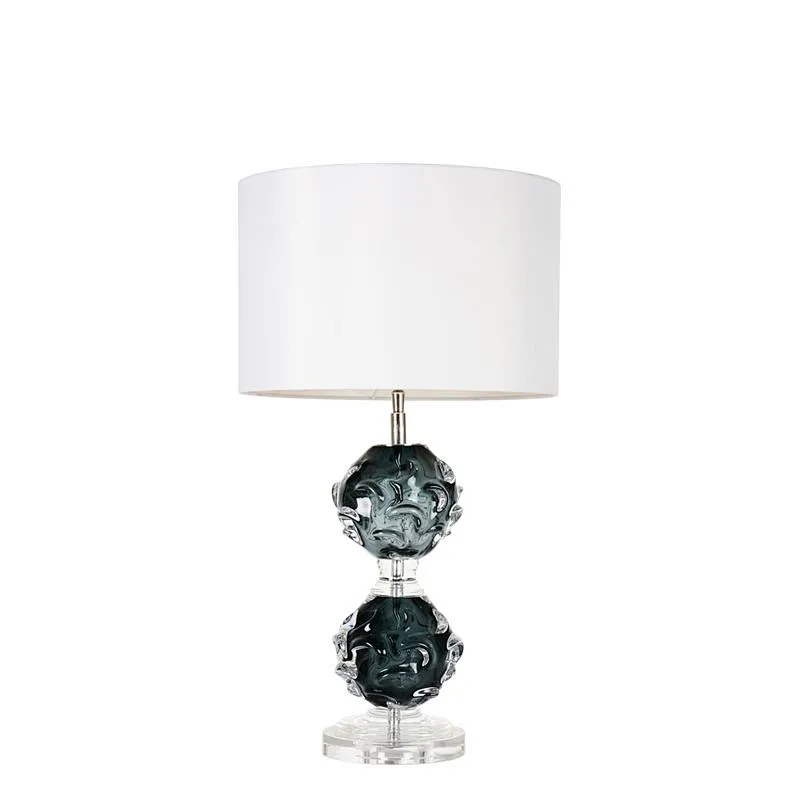 Handmade color crystal glass balls dark green couloured glaze ball crystal base bedside table lamp for bedroom