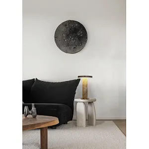 FRP column natural travertine stone LED bedside table light