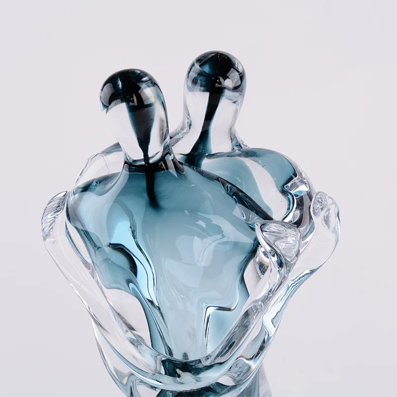 Embracing handmade art glass gift blue handmade colored glaze craft for home decor