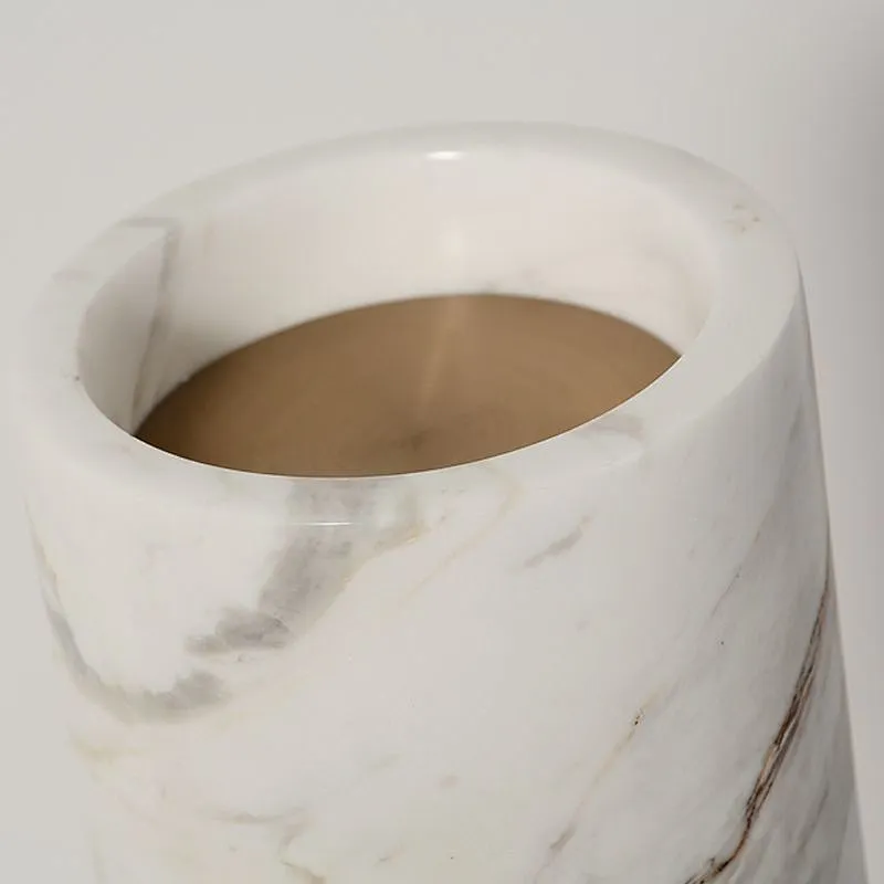 Tabletop white cylindrical marble candlestick set home decor