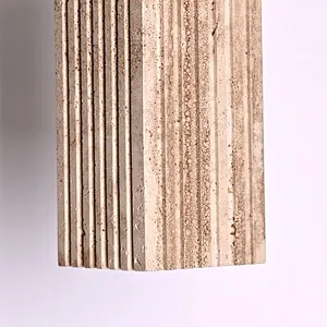 Luxury carved square column natural travertine stone pendant light