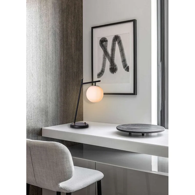 Modern style dimmable bronze finish hanging melon milky glass ball table lamp