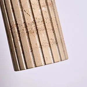 Carved column natural travertine stone bedside pendant light