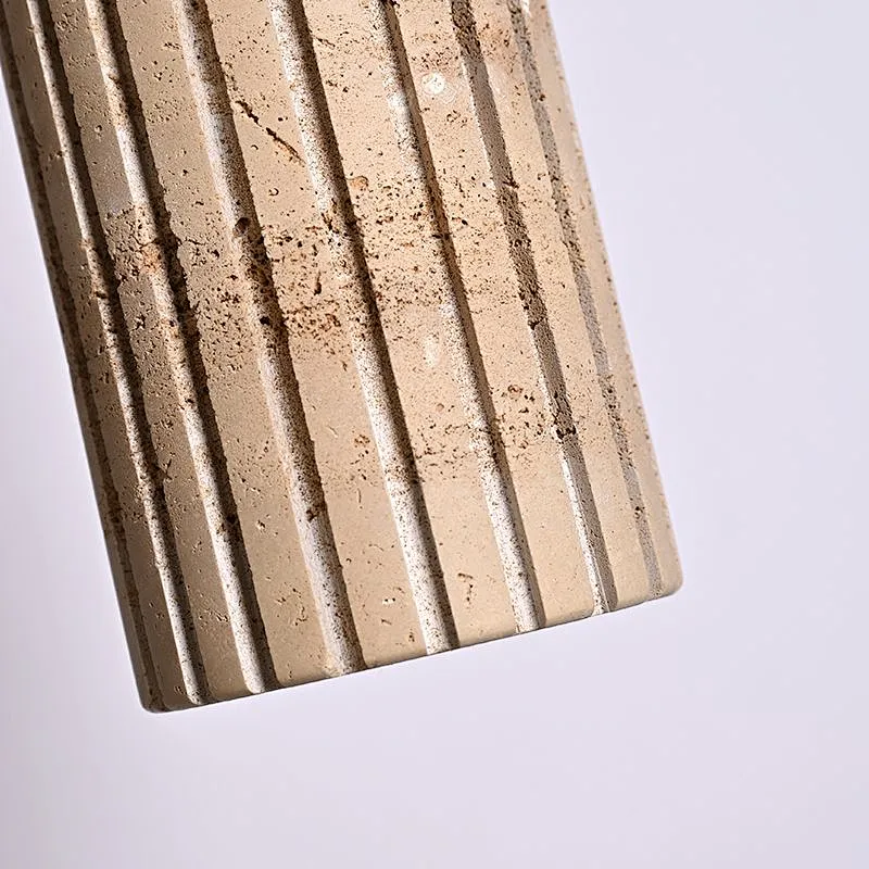 Carved column natural travertine stone bedside pendant light