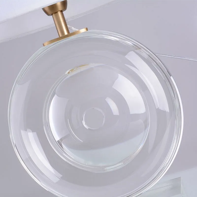 Fengshui round crystal glass  bedside table lamp with fabric shade for livingroom bedroom