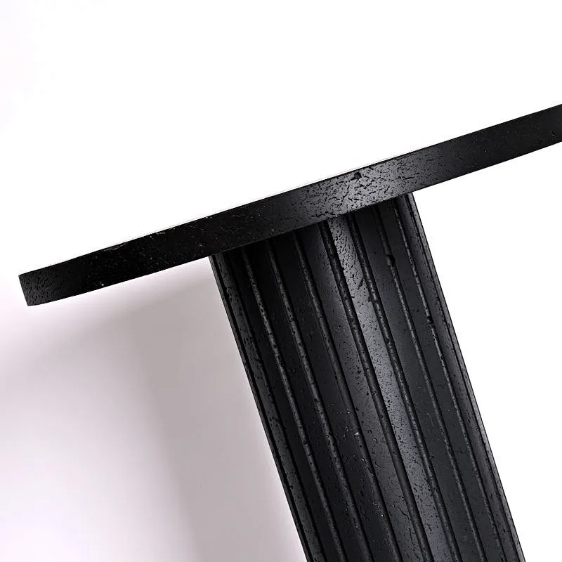 FRP column natural black travertine stone corner table