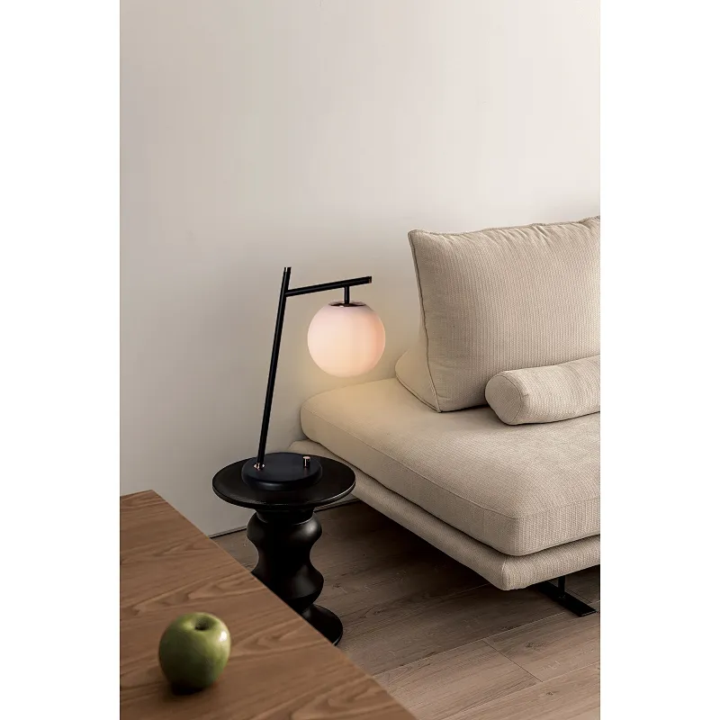 Modern style dimmable bronze finish hanging melon milky glass ball table lamp