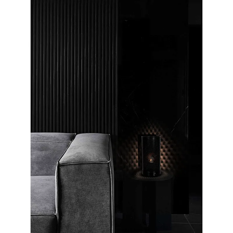 Bronze simple mesh metal cylinder marble stone base  bedside table lamp