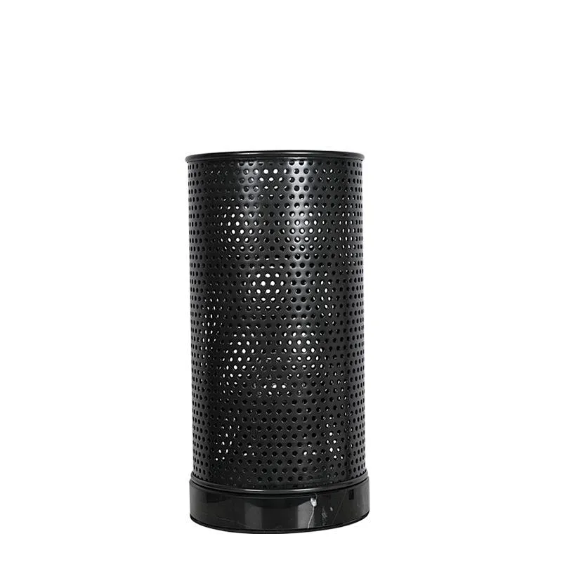 Bronze simple mesh metal cylinder marble stone base bedside table lamp