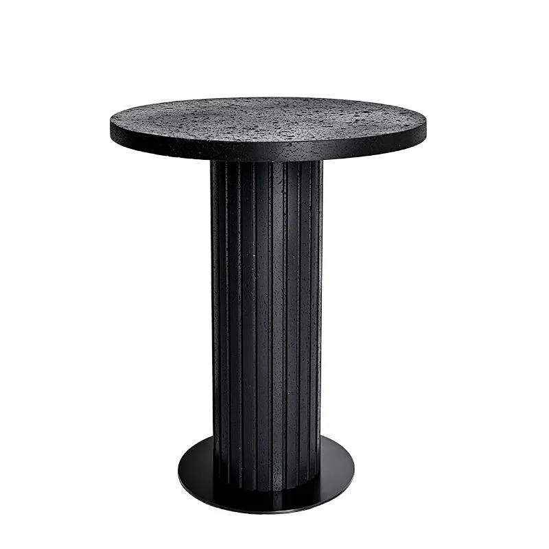 FRP column natural black travertine stone corner table
