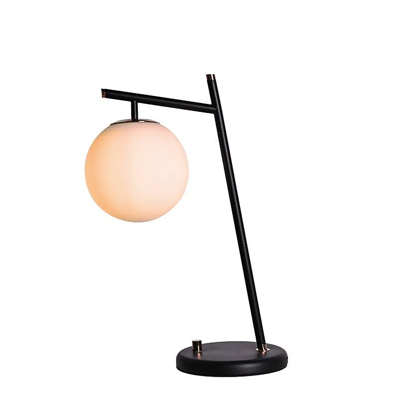 Modern style dimmable bronze finish hanging melon milky glass ball table lamp