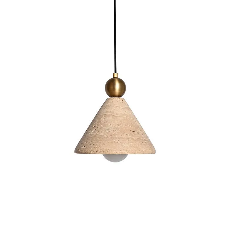Cone natural travertine stone restaurant pendant light