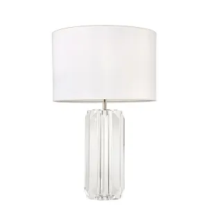 Clear column crystal glass desk table lamp with fabric shade table lamp for livingroom bedroom