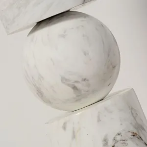 Tabletop white cylindrical marble candlestick set home decor