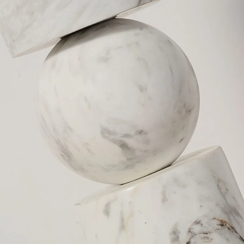 Tabletop white cylindrical marble candlestick set home decor