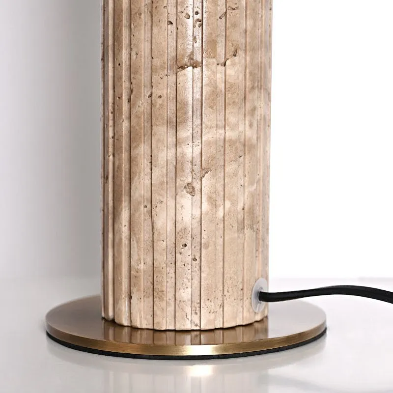 FRP column natural travertine stone LED bedside table light