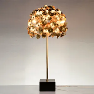 Antique brass leaves tree sculpture curly steel desk table lamp for livingroom home décor