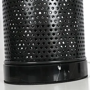 Bronze simple mesh metal cylinder marble stone base  bedside table lamp