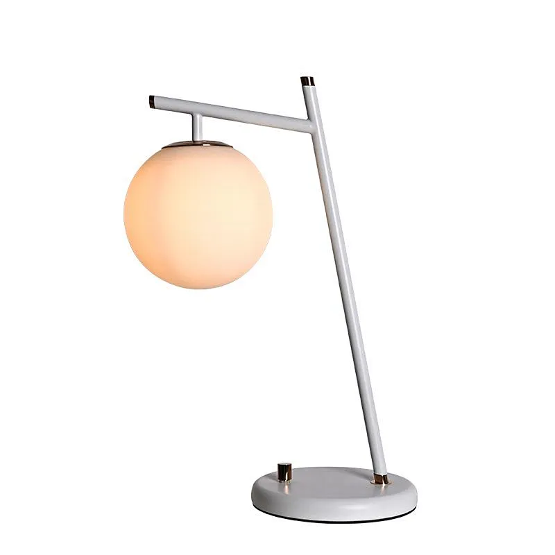 Modern style dimmable white finish hanging melon milky glass ball table lamp
